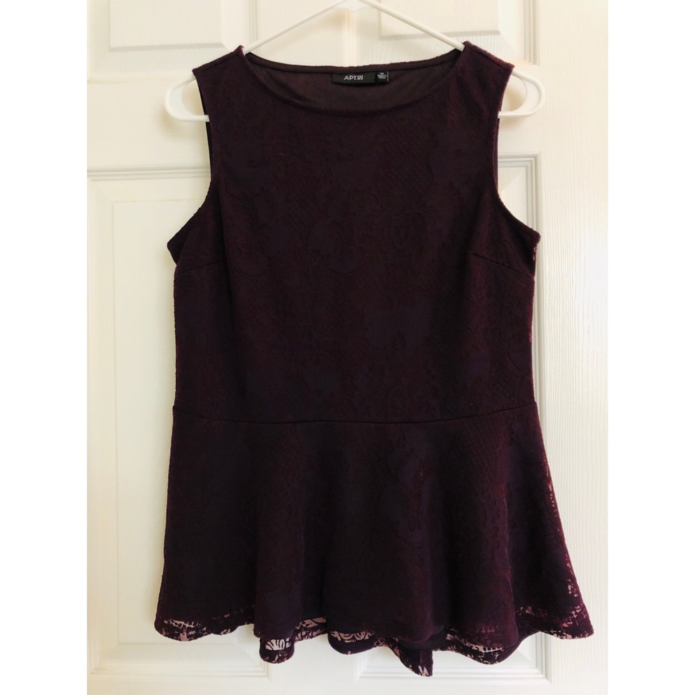 Sleeveless Plum Lace Peplum Top